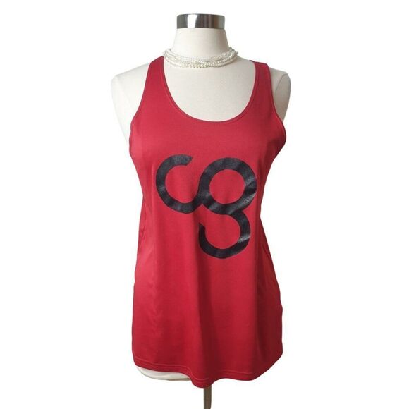 Womens Racerback Tank Top L Red Camp Gladiator CG Logo Run Train Gym Sporty - Picture 1 of 7